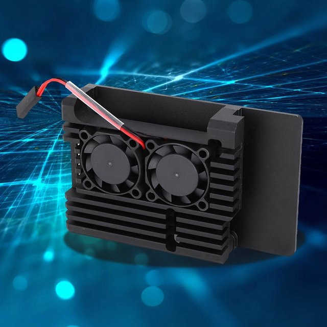 TOMTOP JMS Wärmeableitungsgehäuse aus Aluminiumlegierung mit Doppellüfter in Schwarz für Raspberry Pi 3 Modell 2b und 3b - Bild 1