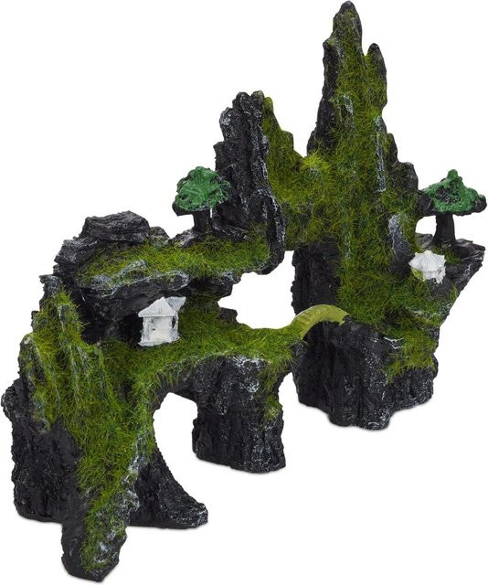 Relaxdays Aquarium Deko Felsen aus Polyresin in Grau und Grün, B/T/H: 23,5 x 17 x 8,5 cm - Bild 1