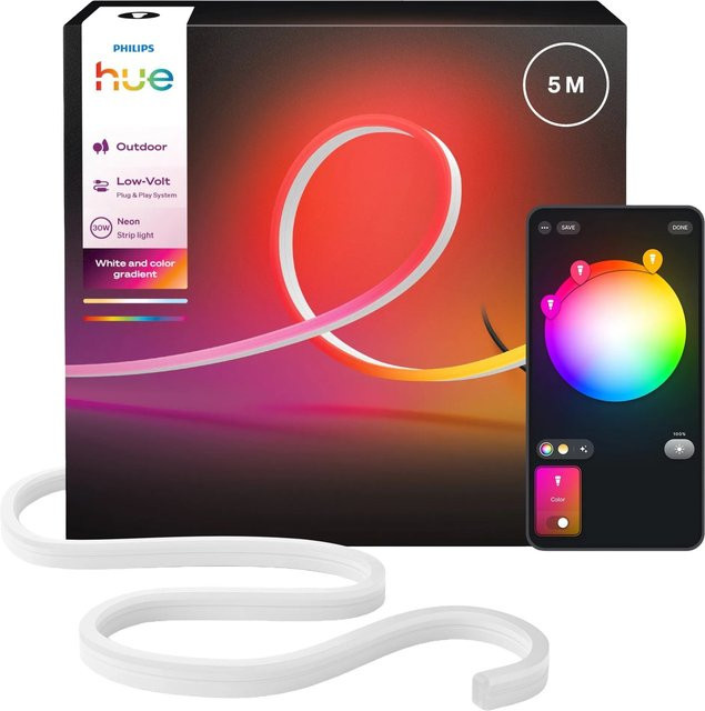 Philips Hue Neon Gradient Outdoor LED-Stripe, RGBICWW, 5 m, Weiß/Multicolor - Bild 2