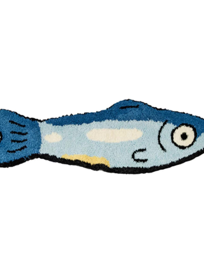 VIKAMA Kreativer Teppich in Fischform aus Kaschmirimitat, wasserdichte und rutschfeste Bodenmatte für Schlafzimmer oder Badezimmer - Bild 3