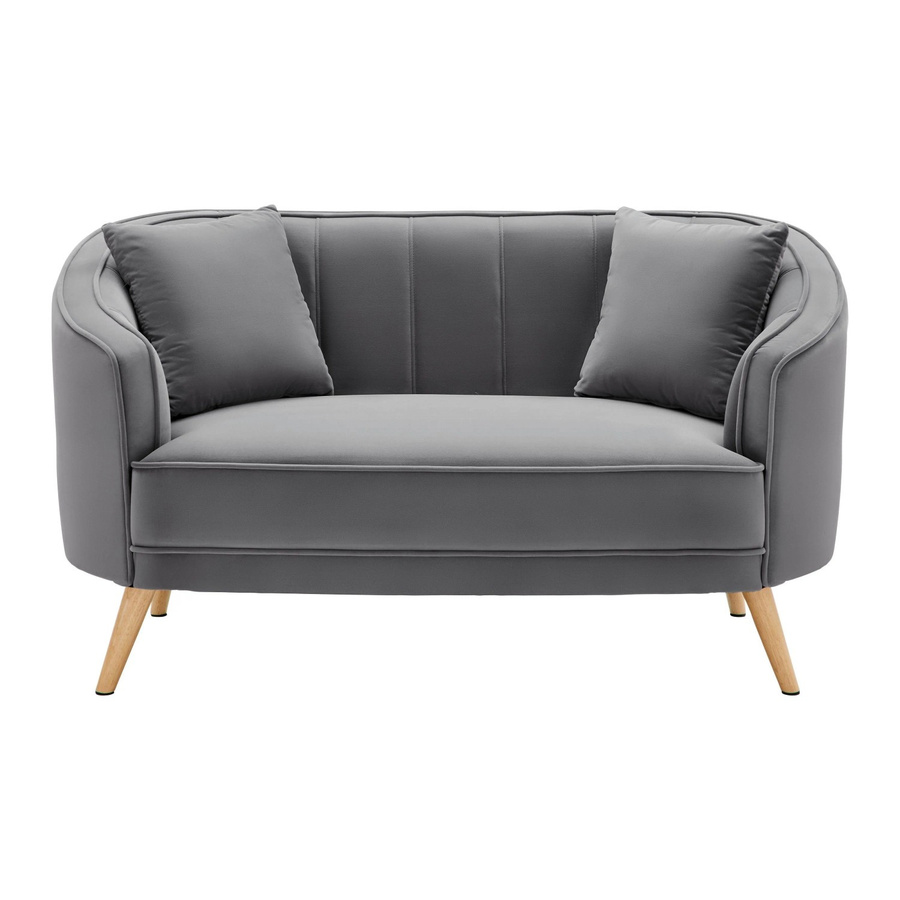 Bessagi Home Sofa Hope in Grau aus Samt mit passenden Dekokissen - Bild 2