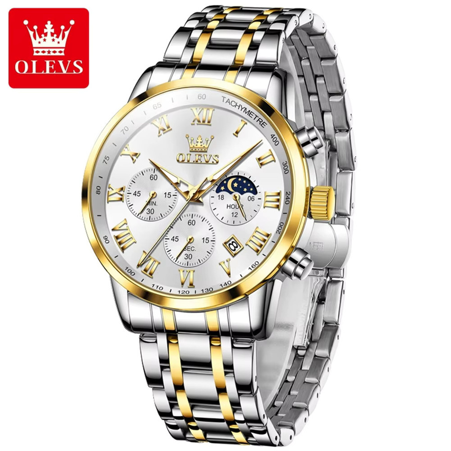 Olevs Armbanduhr Chronograph, Quarz, Edelstahl, Herren - Bild 2