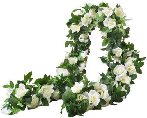 Lumin Künstliche Rosenblüten-Girlande in Weiß mit 16 Köpfen, 220 cm UV-beständige Rattan-Ranke für Hochzeit und Party - Bild 1