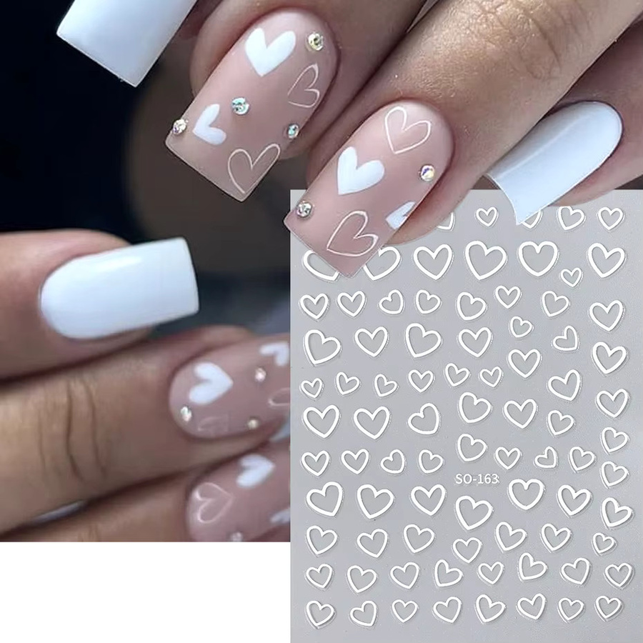 Full Beauty Nail Art Aufkleber, Herz, Gold Silber Metallic, 4 Stück - Bild 2