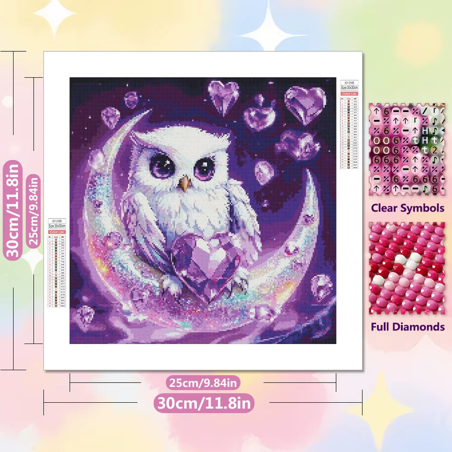 EverShine Eule Mond Mosaik Herz, Diamant Stickerei Kit, Tiere - Bild 2