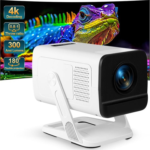 PROGAGA PG310 Smart Projektor mit WiFi6 und Bluetooth 5.4, Full HD Native 720P, 4K Unterstützung, 300 ANSI Lumen, Android Betriebssystem, Weiß - Bild 1