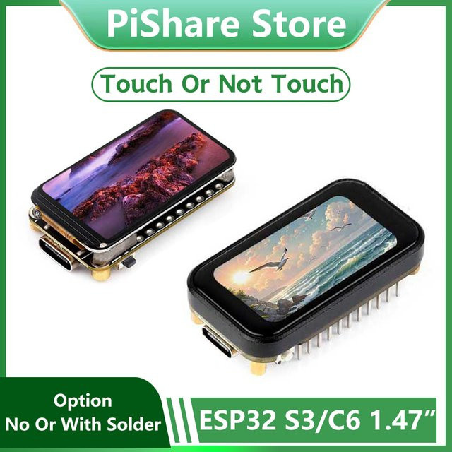 Spotpear ESP32 C6 Entwicklungsboard mit 1,47 Zoll ST7789 Touch-LCD-Display, WiFi6 und LVGL/HMI Unterstützung, Schwarz - Bild 1