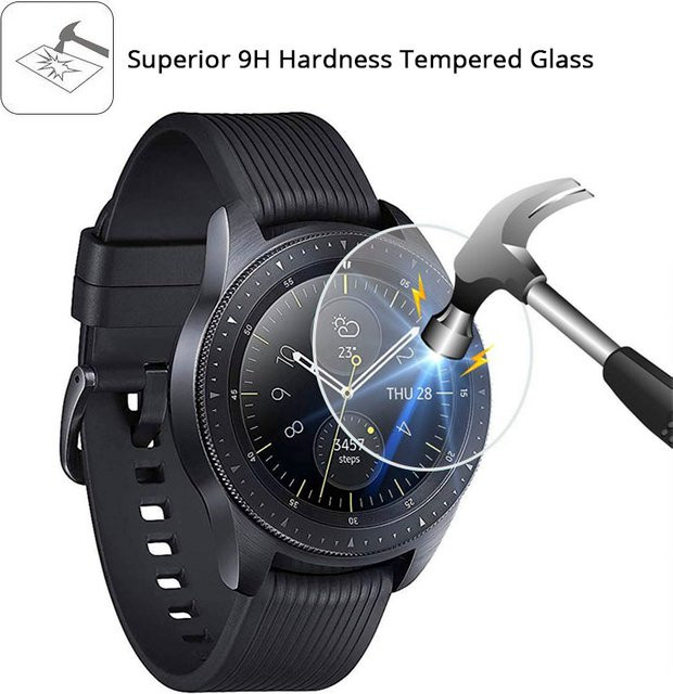 TINUORA Schutzfolie aus gehärtetem Glas mit Härtegrad 9H für Samsung Galaxy Watch 42 mm und 46 mm, transparent - Bild 1