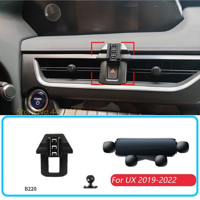 Schwerkraft-Handyhalterung für Lexus UX 260h (2019) und Lexus Modelle (2013-2018) mit Sockel, Horizontale GPS-Halterung, Schwarz - Bild 1
