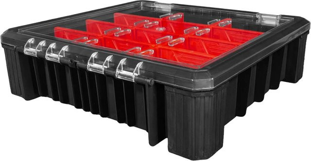 PROREGAL Sortierkasten mit 12 Fächern und Deckel, Schwarz/Rot, H x B x T: 11 x 39 x 40 cm - Bild 1