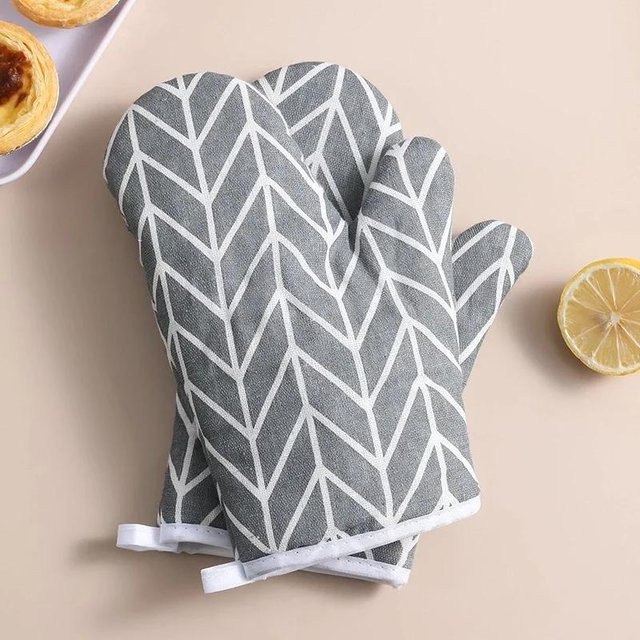 BC-Warm Home Hitzebeständiges Topflappen und Ofenhandschuhe Set aus Baumwolle, Grau - Bild 1