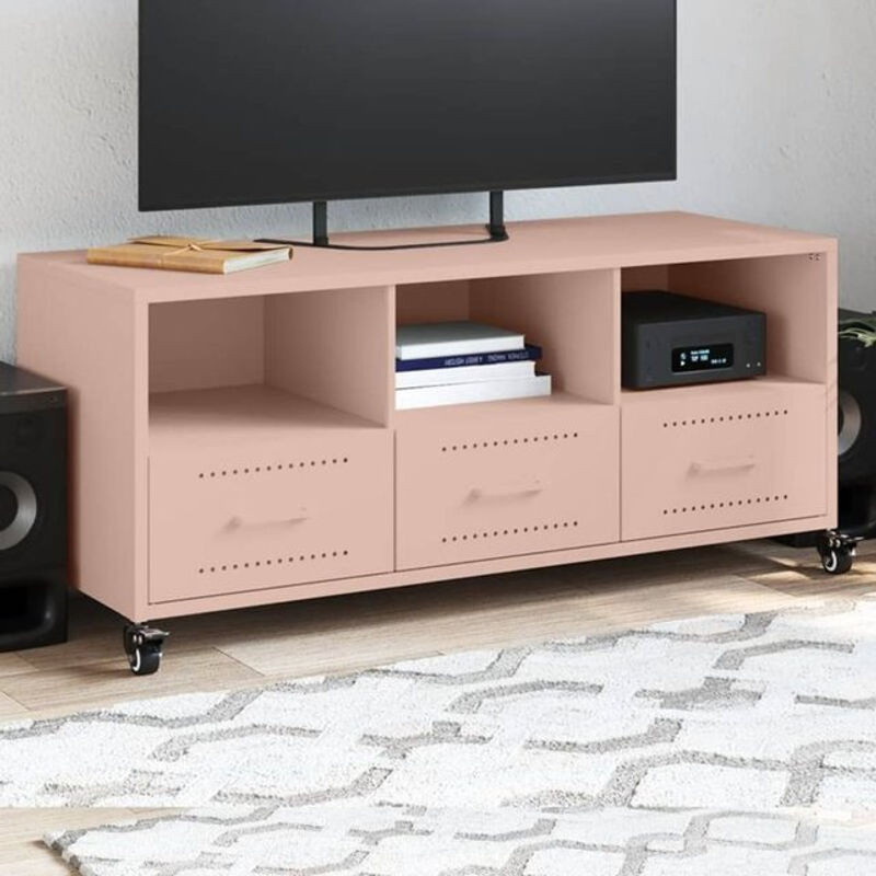 Vidaxl TV-Schrank aus Stahl in Rosa, Modernes Design, B/T/H: 100,5 x 39 x 43,5 cm - Bild 1