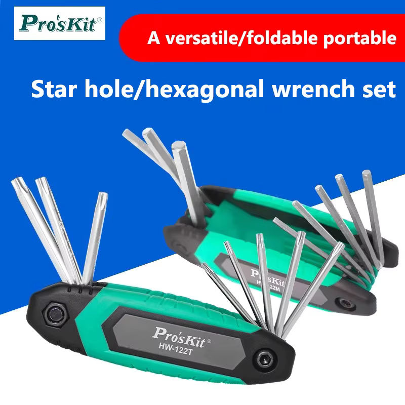 Proskit HW-122T Faltbarer Sternloch-Sechskantschlüssel mit 8-teiligem Schraubendreher-Set - Bild 2