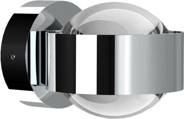 Top Light Puk Mini LED-Wandleuchte in Chrom mit transparenter Glaslinse und warmweißem Licht (2700K) - Bild 1