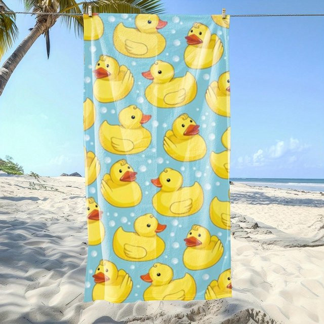 Strandtuch mit Gummi-Enten-Muster von JMG Household Supplies, gelb, Polyester, B/H: 80 x 160 cm - Bild 1