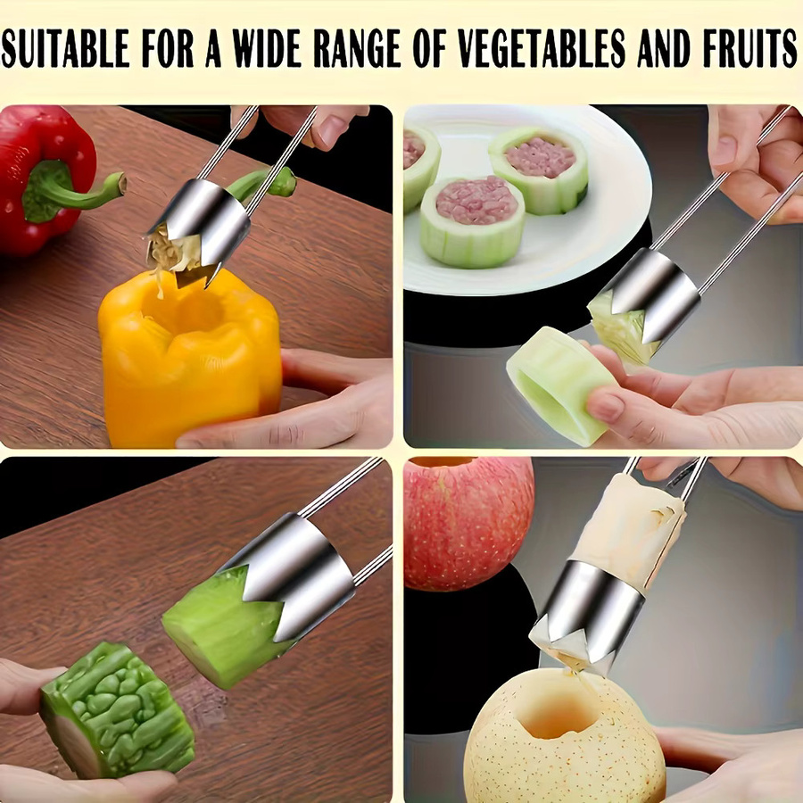 YOCITY Edelstahl Obst- und Gemüsekernentferner in Silber, Tragbarer Multi-Use Core Remover für die Küche - Bild 3
