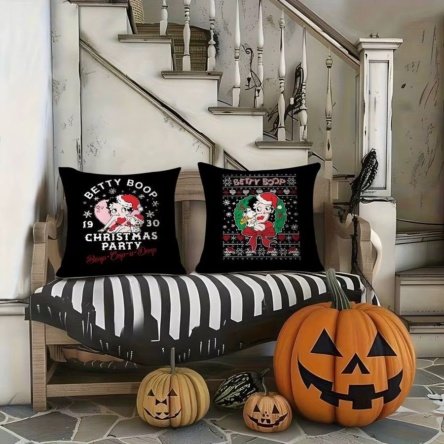 B-Bettys-boops Weihnachts-Kissenbezug aus kurzem Plüsch mit doppelseitigem Druck für dein Sofa und deine Dekoration - Bild 2