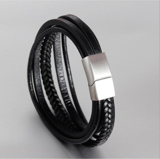 YIRAN Armband, geflochtenes Leder, Kupfer, gray, Herren - Bild 1