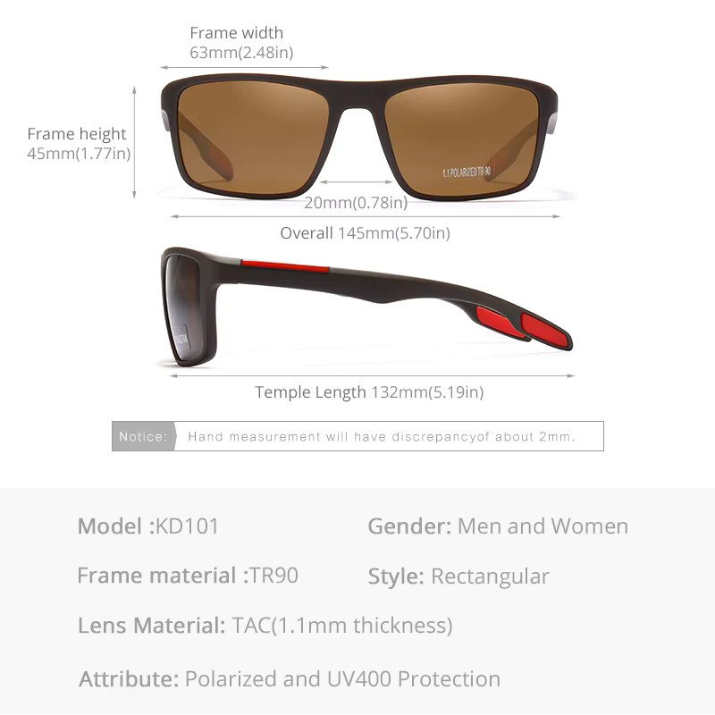 KDEAM Sonnenbrille Rechteckig, TR90, Vollrand, Herren, polarisiert - Bild 4