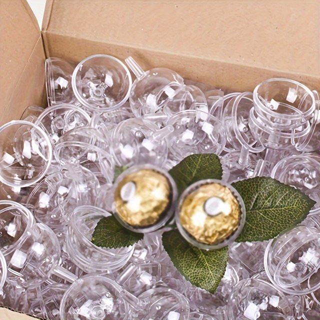 50er-Set transparente runde Schokoladenboxen aus Kunststoff für DIY-Blumenarrangements und Dekorationen - Bild 1