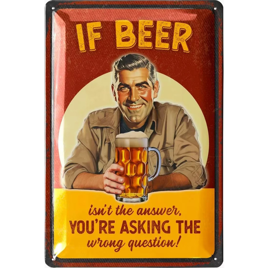CIFBUY Metallschild Bier ist die Lösung Vintage Wandschild für Bar-Dekoration Mehrfarbig - Bild 3