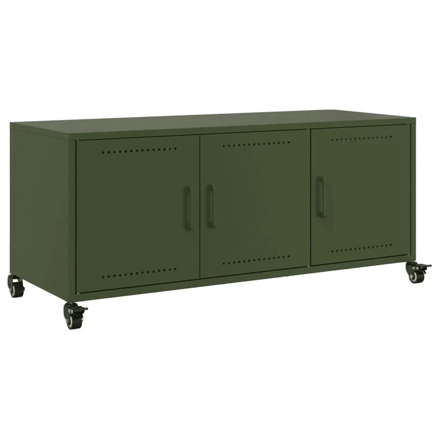 vidaXL TV-Schrank aus kaltgewalztem Stahl in Olivgrün, B/T/H: 100,5 x 39 x 43,5 cm - Bild 2
