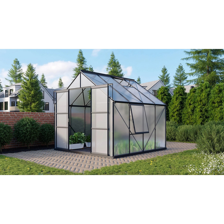Vitavia Gewächshaus Meridian 6700 in Schwarz mit Polycarbonat-Platten und Aluminiumrahmen, 6,7 m² - Bild 3