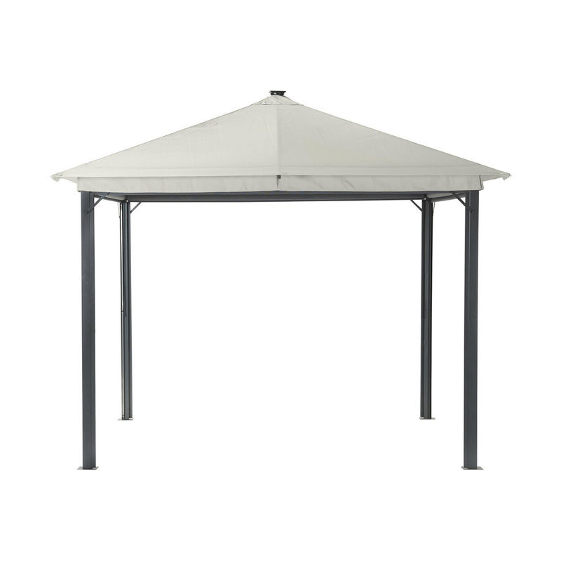 Leco Solar-Pavillon Lina mit LED-Beleuchtung und Gittergewebe-Rollos, grau, B/T/H: 300 x 300 x 261 cm - Bild 4