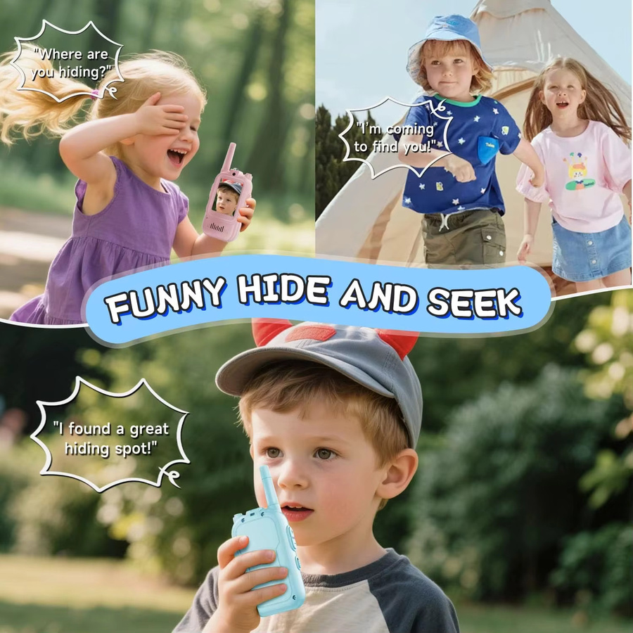 Magecam Video-Walkie-Talkies für Kinder, 2er-Pack, wiederaufladbare Gegensprechanlage mit 2 Bildschirmen und One-Click-Anruf, Blau und Pink - Bild 2