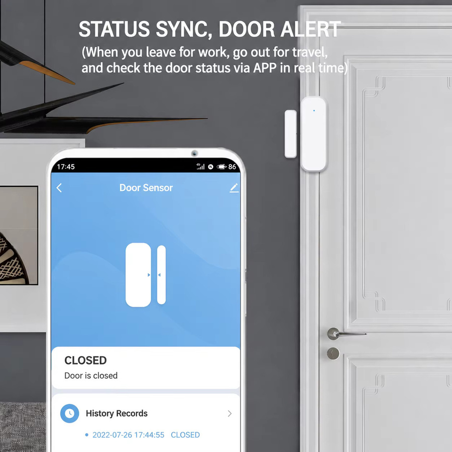Tuya Tür- und Fenstersensor Magnetsensor mit WLAN-Konnektivität in Weiß, kompatibel mit Alexa und Google Home - Bild 2