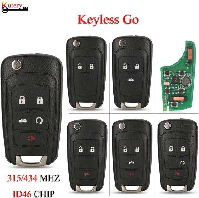 Jingyuqin Klappbare Smart Autoschlüssel Fernbedienung für Chevrolet Cruze Malibu Impala Orlando Regal Opel Buick, 315/433MHz ID46, Schwarz - Bild 1