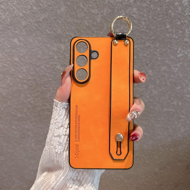 Matte Handyhülle aus Schaffell-Leder mit Handgelenkschlaufe und Linsenschutz für Samsung Galaxy S21 S22 S23 S24 S26 Ultra Plus - Bild 1