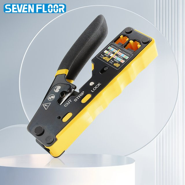 Professionelle RJ45 Crimpzange als Durchgangs-Crimper für Cat6, Cat5e und Cat5 sowie RJ11 und RJ12 in Grün - Bild 1