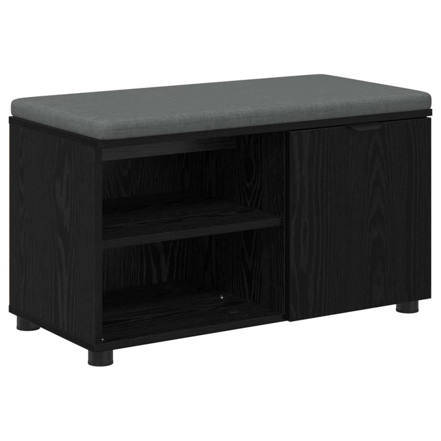 vidaXL Flurbank mit Kissen und Schuhregal in Schwarzer Eiche, B/T/H: 80 x 38 x 46 cm - Bild 2