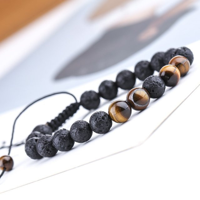 Noter Armband, Perle, Howlith, Malachit, Tigeraugen, Unisex - Bild 1