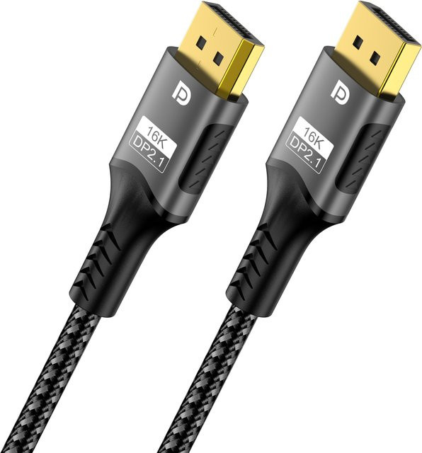 Jiansu DisplayPort 2.1 Kabel in Schwarz für 16K@30Hz, 8K@120Hz und 4K@240Hz mit 80Gbps Ultra HD Video und Audio für Laptop, TV, Xbox, Projektor und Monitor - Bild 1