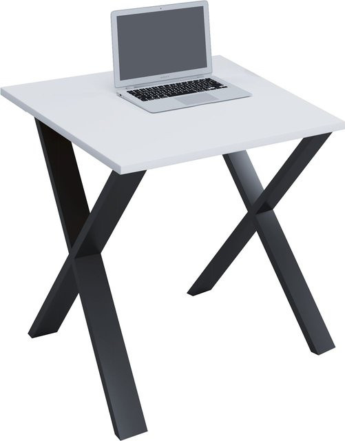 Schreibtisch Lona von VCM mit X-Fußgestell in Weiß und Schwarz, B/T/H: 80 x 80 x 76 cm - Bild 1