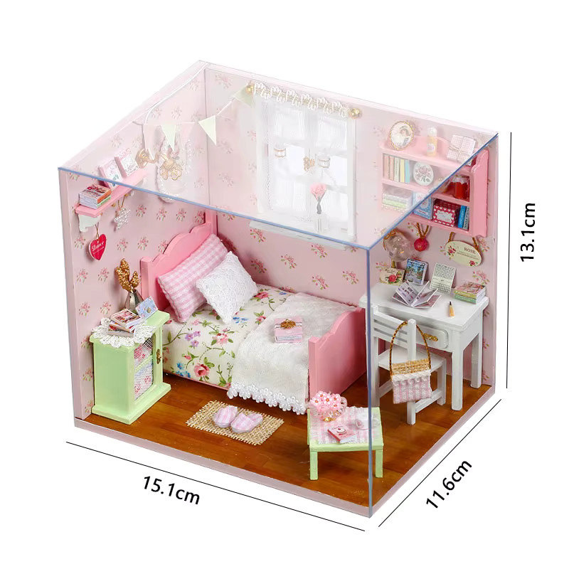 zuuton DIY Miniatur-Puppenhaus-Bausatz, Holz, 3D-Puzzle, mit LED - Bild 6