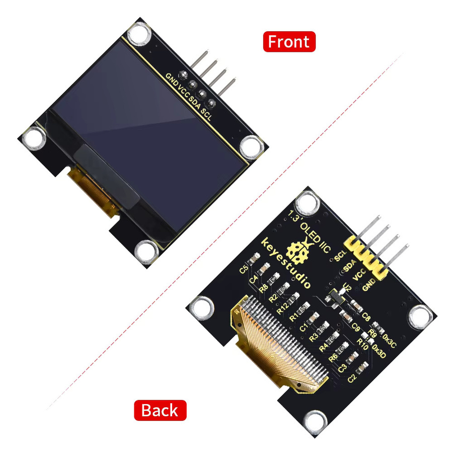 Keyestudio OLED-Modul LCD-Display 128 x 64 mit IIC-Anschluss und Baseboard für Arduino, Schwarz - Bild 2