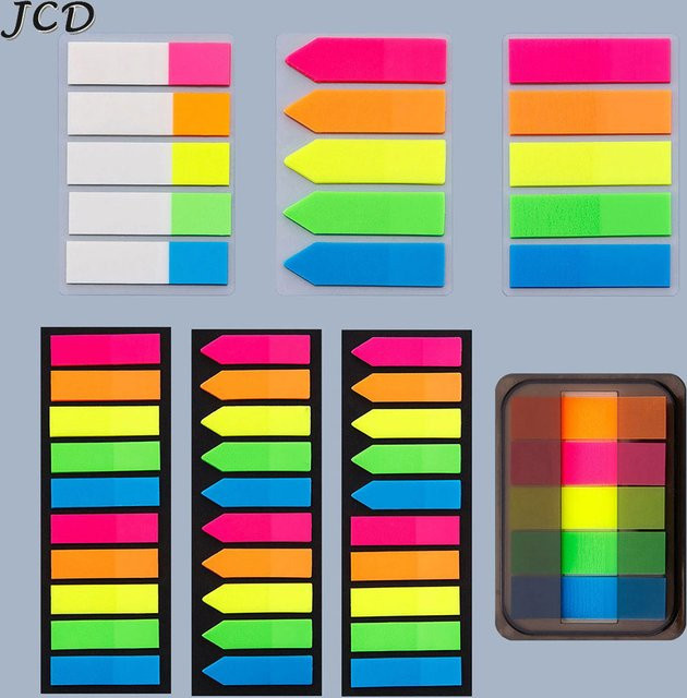 JCD Transparente Haftnotizen und Index-Aufkleber in Multicolour, 200 Blatt Notizblock für Schule und Büro - Bild 1