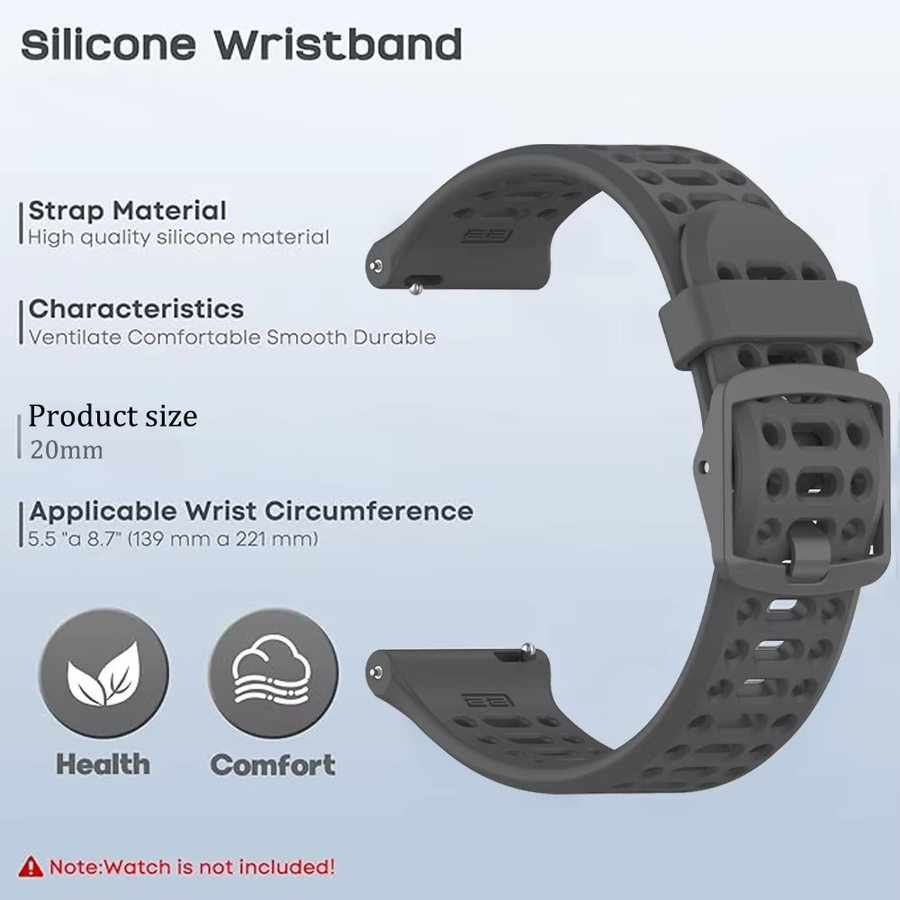Uhrenarmband Silikon, 20 mm, Unisex - Bild 5