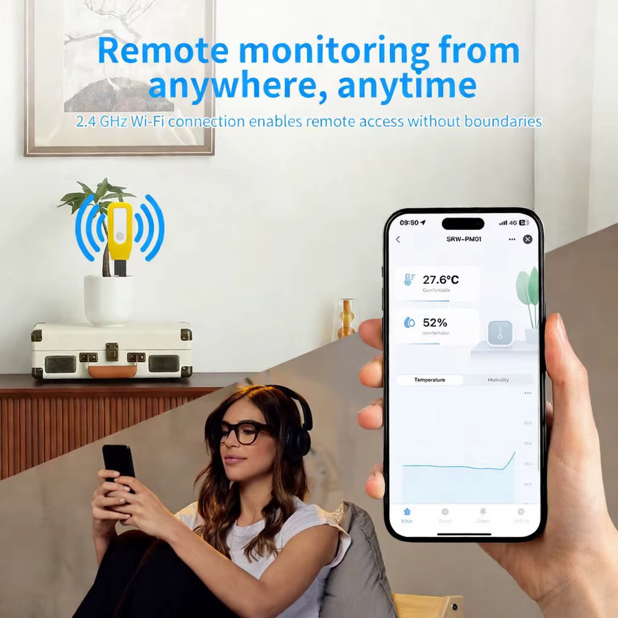 Tuya WiFi Bodentemperatur- und Feuchtigkeitssensor in Gelb für dein Smart Home System zur Echtzeit-Überwachung via Smart Life App - Bild 3