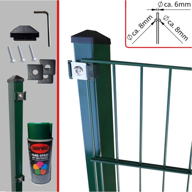 Fa-Bausysteme Doppelstabzaun Moosgrün 8-6-8 Plättchen Höhe: 1230 mm, Länge: 22,5 m - Bild 1