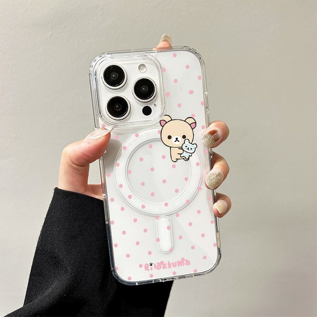 HEROCROSS R-Rilakkuma Clover kabellose Ladehülle für iPhone, transparente Silikonhülle - Bild 1