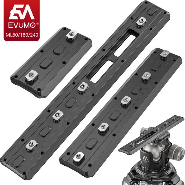 EVUMO Arca-Swiss-Schienenadapter-Basis Mlok Schnellwechselplatte aus Aluminium in Schwarz für RRS Stativ und Jagdzubehör - Bild 1