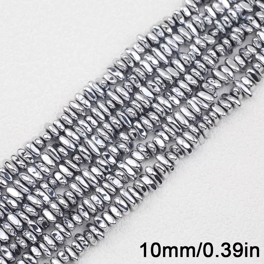 JHNBY Naturstein-Abstandsperlen Hämatit, versilbert, 38,1 cm - Bild 2