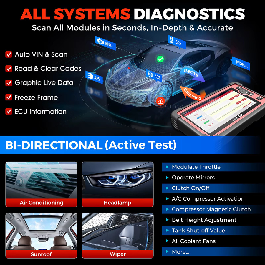 LAUNCH X431 CRP919E Elite OBD2-Scanner Bidirektionales Diagnosetool mit CAN FD, DoIP und ECU-Codierung in Schwarz - Bild 4