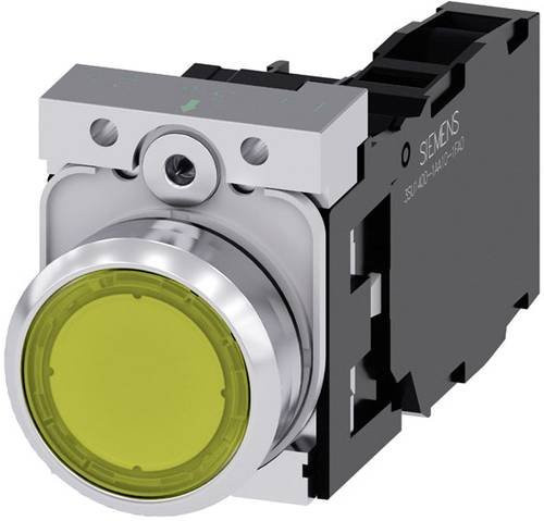 Siemens Leuchtdrucktaster 3SU1153-0AB30-1FA0 mit Metall-Frontring in Silber und gelbem Hochglanz-Knopf - Bild 1