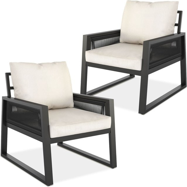 tectake Aluminium Garten-Lounge Set Captive im Rope-Design in Anthrazit B/T/H: 76,5 x 50 x 85 cm - Bild 1