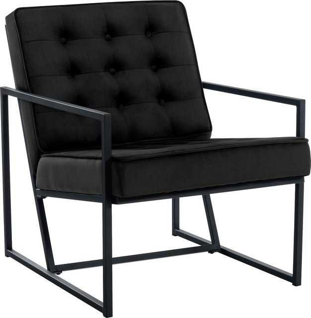 CLP Lounger Avon Lesesessel aus Samt mit gestepptem Bezug und Metallgestell - Bild 1